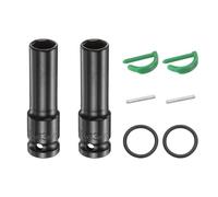 sourcing map 2pcs 6 Point Deep Impact Socket 1/2" Drive 13mm Metric Standard Socket Cr-Mo Steel Spindle Axle Hex Nut Bolt Sockets with Rubber Ring Locking Pin