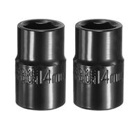sourcing map 2pcs 6 Point Impact Socket 14mm Shallow Metric Hex Socket 1/2" Square Drive Electrophoretic Coating CR-V Steel for Industrial Grade Spindle Axle Nut Socket, Black