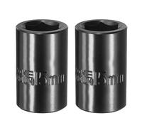sourcing map 2pcs 6 Point Impact Socket 15mm Hex Socket 1/2" Square Drive | Shallow Metric Electrophoretic Coating CR-V Steel for Industrial Grade Spindle Axle Nut Socket,Black