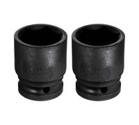 sourcing map 2pcs 6 Point Impact Socket 24mm Shallow Metric Hex Socket 1/2" Shallow Square Drive Electrophoretic Coating CR-Mo Steel for Industrial Grade Spindle Axle Nut Socket, Black