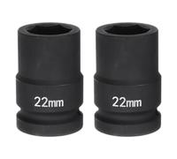 sourcing map 2pcs 6-Point Impact Socket 3/4" Drive 22mm Metric 40Cr Alloy Steel Spindle Axle Nut Impact Socket