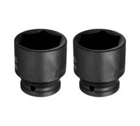 sourcing map 2pcs 6 Point Impact Socket 32mm Shallow Metric Hex Socket 1/2" Shallow Square Drive Electrophoretic Coating CR-Mo Steel for Industrial Grade Spindle Axle Nut Socket, Black