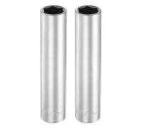 sourcing map 2pcs 6 Points Deep Socket 1/2" Drive 17mm Deep Metric CR-V Steel Polished Nickel Plating Flip Sleeve 120mm / 4.7" Extra Long Socket Tool for Home Auto Nuts Bolts Repair