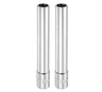 sourcing map 2pcs 6 Points Deep Socket 3/8" Drive 11mm Deep Metric CR-V Steel Polished Nickel Plating Flip Sleeve 120mm / 4.7" Extra Long Socket Tool for Home Auto Nuts Bolts Repair
