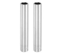 sourcing map 2pcs 6 Points Deep Socket 3/8" Drive 12mm Deep Metric CR-V Steel Polished Nickel Plating Flip Sleeve 120mm / 4.7" Extra Long Socket Tool for Home Auto Nuts Bolts Repair