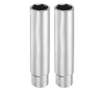 sourcing map 2pcs 6 Points Deep Socket 3/8" Drive 19mm Deep Metric CR-V Steel Polished Nickel Plating Flip Sleeve 120mm / 4.7" Extra Long Socket Tool for Home Auto Nuts Bolts Repair