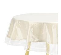sourcing map 2Pcs 60 x 60 Inch Clear Plastic Tablecloth, Waterproof Oilproof Round Vinyl Table Cover Protector with Sewn Finished Edges, Table Cloth for Dining, Parties and Holidays