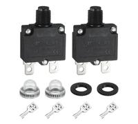 sourcing map 2PCS 6A Thermal Circuit Breakers, 125/250V AC,32V DC Manual Reset Push Button Overload Protector Circuit Breaker with Waterproof Button Caps Quick Connector Terminals, X-B1