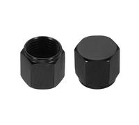 sourcing map 2pcs 6AN Female Flare Cap Block Off Fitting Plug Adapter Aluminum Female Flare Cap Port Fitting Nut Universal Car Accessories for Fuel Oil Line System, Black