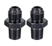 sourcing map 2Pcs 6AN Male Flare to 1/4" NPT Pipe Fitting, Aluminum Straight Male Union Coupler Connector Fuel Hose Adapter for Automotive, Black