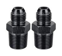 sourcing map 2Pcs 6AN Male Flare to 3/8" NPT Pipe Fitting, Aluminum Straight Male Union Coupler Connector Fuel Hose Adapter for Automotive, Black