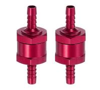 sourcing map 2Pcs 6mm (1/4") Fuel Check Valve, Non-Return One Way Check Valve, Aluminum Alloy Control Accessories for Petrol, Diesel, Gas, Oil, Air, Water, Red