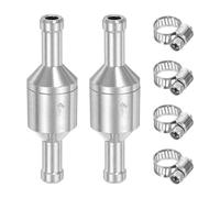 sourcing map 2Pcs 6mm (1/4") Fuel Check Valve, Non-Return One Way Hose Check Valve, Aluminum Alloy Control Accessories with Clamps for Petrol, Diesel, Gas, Oil, Air, Water, Silver