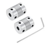 sourcing map 2Pcs 6mm to 8mm Aluminum Alloy Shaft Coupling L25xD19 Flexible Coupler Beam for 3D Printer CNC Machine DIY Encoders and Motors Shaft,Silver