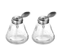 sourcing map 2Pcs 6Oz / 180ML Glass Pump Dispenser Bottle Liquid Pumping Press Push Down Alcohol Container with Metal Flip Cover for Makeup Remover