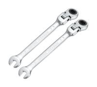 sourcing map 2PCS 7mm Metric Flex-Head Ratchet Wrench Chrome Vanadium Steel 72-Tooth Ratcheting Combination Wrench Spanner for Car Bike Automotive Machine Repair
