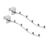 sourcing map 2Pcs 8.07" Wall Mount Waved Waterfall Hanger Rack 5 Beads, Metal Garment Hook Clothes Display Hooks Wall Hangers Organizer for Homes, Supermarket, Clothing Stores (Silver)