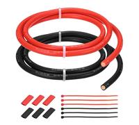 sourcing map 2pcs 8 AWG Silicone Electrical Wire, 8 Gauge 1m/3ft Tinned Copper Electrical Wires with Heat Shrink Tubing & Cable Ties for Automotive, Motor, RV Inverter - Red & Black