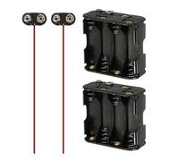 sourcing map 2Pcs 8 x AA Battery Holder Leads, 8 x 1.5V AA Battery Holder with 2Pcs 9V T Type Plastic Snap Connector Plastic Batteries Case Box, Black and Red