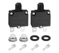 sourcing map 2PCS 8A Thermal Circuit Breakers, 125/250V AC,32V DC Manual Reset Push Button Overload Protector Circuit Breaker with Waterproof Button Caps Quick Connector Terminals, X-B1