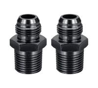 sourcing map 2Pcs 8AN Male Flare to 1/2" NPT Pipe Fitting, Aluminum Straight Male Union Coupler Connector Fuel Hose Adapter for Automotive, Black