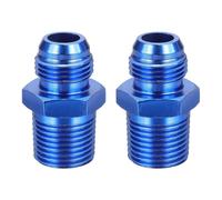 sourcing map 2Pcs 8AN Male Flare to 1/2" NPT Pipe Fitting, Aluminum Straight Male Union Coupler Connector Fuel Hose Adapter for Automotive, Blue