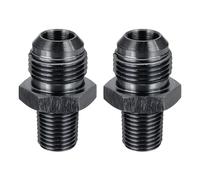 sourcing map 2Pcs 8AN Male Flare to 1/4" NPT Pipe Fitting, Aluminum Straight Male Union Coupler Connector Fuel Hose Adapter for Automotive, Black