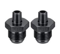 sourcing map 2Pcs 8AN Male Flare to 1/8" NPT Pipe Fitting, Aluminum Straight Male Union Coupler Connector Fuel Hose Adapter for Automotive, Black
