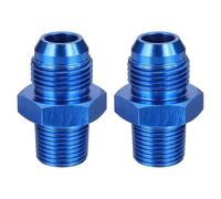sourcing map 2Pcs 8AN Male Flare to 3/8" NPT Pipe Fitting, Aluminum Straight Male Union Coupler Connector Fuel Hose Adapter for Automotive, Blue