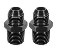 sourcing map 2pcs 8AN Male to 1/2" NPT Male Straight Flare Adapter Pipe Thread Fitting Adapter Aluminum Fuel Hose Line Fitting for Vehicles, Black