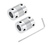 sourcing map 2Pcs 8mm to 10mm Aluminum Alloy Shaft Coupling L25xD19 Flexible Coupler Beam for 3D Printer CNC Machine DIY Encoders and Motors Shaft,Silver
