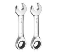 sourcing map 2pcs 9/16 Inch Ratcheting Combination Wrench Cr-V Ratchet Box Ended and Open End 72 Teeth 12 Point Anti-Slip Stubby with Mirror Polish for Tight Space