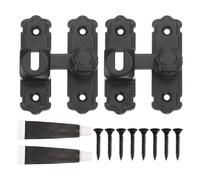 sourcing map 2Pcs 90/180 Degree Flip Gate Latches, Aluminum Alloy Flip Sliding Barn Door Latch with Screws & Glue, Heavy Door Lock for Barn Cabinet Wood Fence, Garage Window, Black