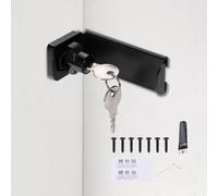 sourcing map 2Pcs 90 Degree Door Locks, Cold-Rolled Steel Right Angle Sliding Door Lock Latch Hasp Latch for Inward Opening with Keys, Closet, Shed, Barn, Cabinet, Black
