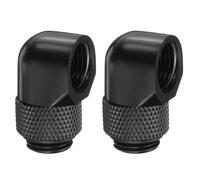 sourcing map 2pcs 90 Degree Elbow Water Cooling Adapter G1/4" Thread Male to Female Compression Connector Fitting Copper Extender Fitting for Computer PC Water Cooling System, Black