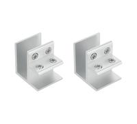 sourcing map 2Pcs 90 Degree Glass Clamp, Aluminum Alloy Adjustable Glass Clip Clamp for 18-20mm Thickness Wall Mounting Support Bracket for Shelf Mirror Shower Doors, Silver