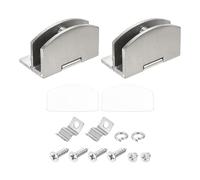 sourcing map 2pcs 90 Degree Glass Hinge for 5-7mm / 0.22"-0.28" Zinc Alloy Cupboard Cabinet Hinge Glass Clamp Replacement Parts, Brushed Silver