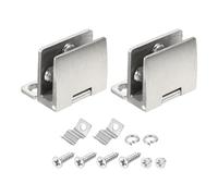sourcing map 2pcs 90 Degree Glass Hinge for 5-7mm / 0.22"-0.28" Zinc Alloy Cupboard Cabinets Hinge Glass Clamp Replacement Parts, Brushed Silver