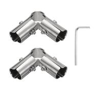 sourcing map 2Pcs 90 Degree Structural Pipe Connectors 3 Way End Rails Clamp with Wrench Stainless Steel Corner Pipe Fittings for DIY Shelf Garden Support 1" Fit Pipe Dia, Silvery