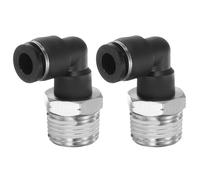 sourcing map 2pcs 90 Push to Connect Fittings G 1/4" Tube OD x 3/8" NPT Male Thread Elbow Quick Connect Air Hose Pneumatic Push Lock Connector for Water Gas Oil Pipe