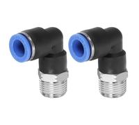 sourcing map 2pcs 90 Push to Connect Fittings G 10mm Tube OD x 3/8" NPT Male Thread Elbow Fitting Quick Connect Air Hose Pneumatic Push Lock Connector for Water Gas Oil Pipe