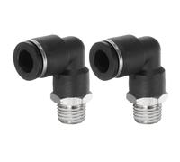 sourcing map 2pcs 90 Push to Connect Fittings G 3/8" Tube OD x 1/4" NPT Male Thread Elbow Fitting Quick Connect Air Hose Pneumatic Push Lock Connector for Water Gas Oil Pipe