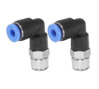 sourcing map 2pcs 90 Push to Connect Fittings G 4mm Tube OD x 1/8" NPT Male Thread Elbow Fitting Quick Connect Air Hose Pneumatic Push Lock Connector for Water Gas Oil Pipe