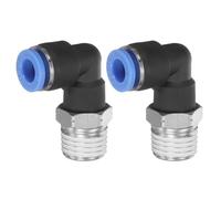 sourcing map 2pcs 90 Push to Connect Fittings G 6mm Tube OD x 1/4" NPT Male Thread Elbow Fitting Quick Connect Air Hose Pneumatic Push Lock Connector for Water Gas Oil Pipe
