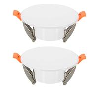 sourcing map 2Pcs 95mm/3.7" Round Ceiling Cover Plate, LED Downlight Hole Trim Wall Hole Spring Mount Decorative Flat Cap Access Panel for 2.2-3.3 Inch Ceiling or Wall Openings, Matte White