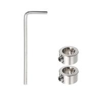 sourcing map 2pcs 9mm Drill Stop Collar Set Depth Stop, Adjustable Stainless Steel Drilling Limit Ring, Anodizing Surface Dowel Shaft Chuck Positioner with Hex Wrench, Silver