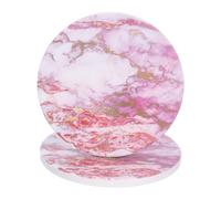 sourcing map 2Pcs Absorbent Coasters Pink Marble Gilding Pattern Round Coaster with Cork Backing Non-Slip for Home Office 4inches.