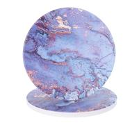 sourcing map 2Pcs Absorbent Coasters Purple Marble Gilding Pattern Round Coaster with Cork Backing Non-Slip for Home Office 4inches.