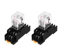 sourcing map 2Pcs AC 110V Electromagnetic Power Relay, 11-Pin 5A Power Coil Relay with LED Indicator and Socket Base DPDT 3NO 3NC - MY3NJ for Industrial, Home Appliances and DIN Rail System
