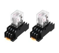 sourcing map 2Pcs AC 110V Electromagnetic Power Relay, 14-Pin 3A Power Coil Relay with LED Indicator and Socket Base DPDT 4NO 4NC - MY4NJ for Industrial, Home Appliances and DIN Rail System